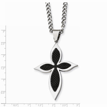 Stainless Steel Carbon Fiber Cross Necklace