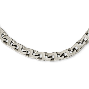 Stainless Steel Polished Fancy Squares Link Necklace