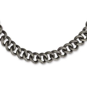Stainless Steel Antiqued & Textured Links 24in Necklace