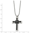 Stainless Steel Black IP-plated and Polished Cross 20in Necklace