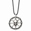Stainless Steel Antiqued Pirates Wheel w/Skull 30in Necklace