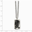 Stainless Steel Black Enamel Fingerprint Dog Tag 20in Necklace