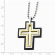 Stainless Steel Black & Gold IP Plated Moveable Cross 22in Necklace