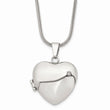 Stainless Steel Polished Heart w/CZ Magnetic Locket 20in Necklace