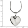 Stainless Steel Polished Puff Heart 20in Necklace