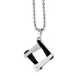 Stainless Steel Fancy Black IP-plated Amour w/CZ 20in Necklace