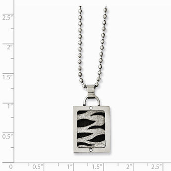 Stainless Steel Laser Cut & Black IP-plated 20in Dog Tag Necklace