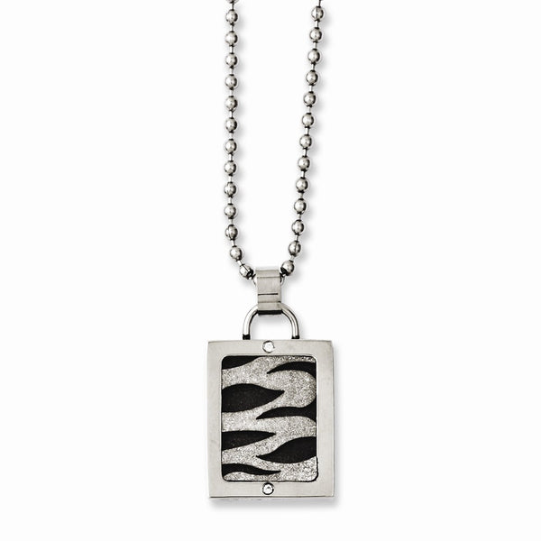 Stainless Steel Laser Cut & Black IP-plated 20in Dog Tag Necklace