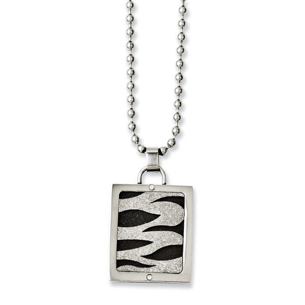 Stainless Steel Laser Cut & Black IP-plated 22in Dog Tag Necklace