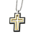 Stainless Steel Black & Gold IP Plated Moveable Cross 22in Necklace