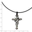 Stainless Steel Black Plated and Grey Accent Cross Necklace