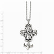 Stainless Steel Antiqued & Polished Cross 24in Necklace