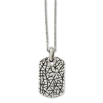 Stainless Steel Antiqued Dog Tag 24in Necklace