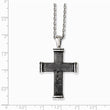 Stainless Steel Antiqued Cross 24in Necklace