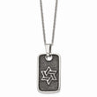 Stainless Steel Antiqued Star of David Dog Tag Necklace