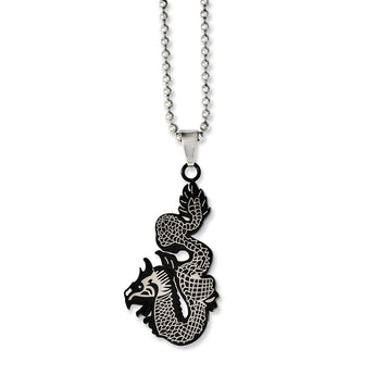 Stainless Steel Black IP-plated Dragon Necklace