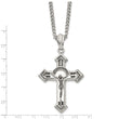 Stainless Steel Antiqued & Polished Crucifix 24in Necklace