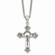 Stainless Steel Antiqued & Polished Crucifix 24in Necklace