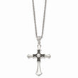 Stainless Steel Antiqued & Polished Cross 22in Necklace