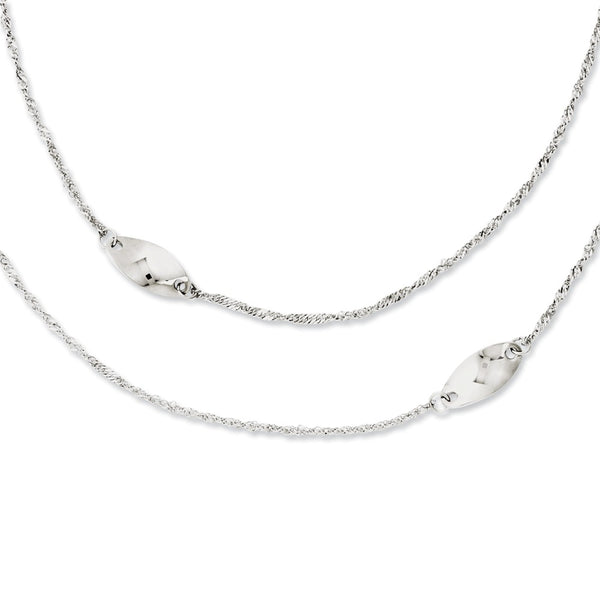 Stainless Steel Multi Chain w/Polished Swirls 25in Layered Necklace