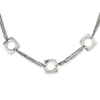 Stainless Steel Polished Squares 22in Necklace