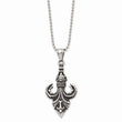 Stainless Steel Antiqued & Polished Fleur de lis Necklace