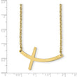 Stainless Steel Yellow IP-plated Sideways Cross 18in Necklace