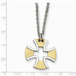 Stainless Steel Yellow IP-plated Cross 18in Necklace