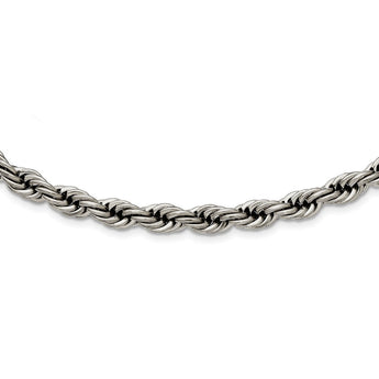 Stainless Steel Polished 7mm Rope Necklace