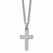 Stainless Steel Laser cut CZ Two Piece Cross Pendant Necklace