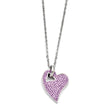 Stainless Steel Polished Light Purple Crystal Heart Pendant Necklace