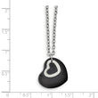 Stainless Steel Polished & Black IP-plated Heart Necklace