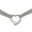 Stainless Steel Multi Strand Polished Heart Toggle Necklace