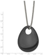 Stainless Steel Black Onyx Large Teardrop Polished Necklace
