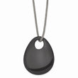 Stainless Steel Black Onyx Large Teardrop Polished Necklace
