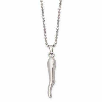 Stainless Steel Italian Horn Necklace