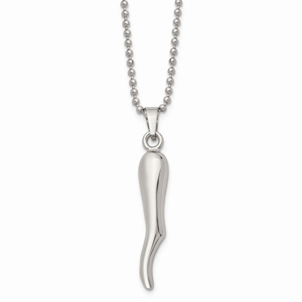 Stainless Steel Italian Horn Necklace