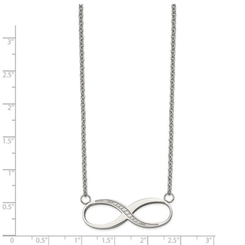 Stainless Steel Infinity Polished CZ Necklace