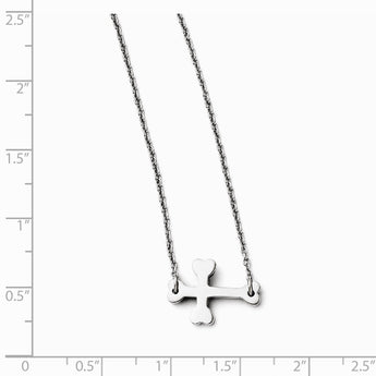 Stainless Steel Polished Sideways Cross Necklace