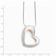 Stainless Steel Brushed & Pink IP-plated Heart Necklace