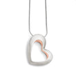 Stainless Steel Brushed & Pink IP-plated Heart Necklace