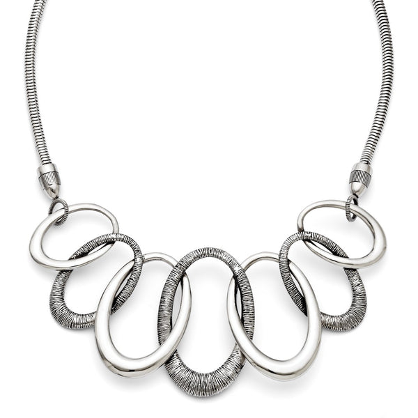 Stainless Steel Oval Antiqued with 3.5in ext. Necklace