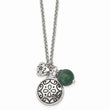 Stainless Steel Antiqued with 2in extension Synthetic Jade Necklace