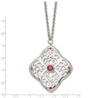 Stainless Steel Red CZ Square with 2in ext. Necklace