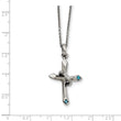 Stainless Steel Clear and Blue Crystal Cross Necklace