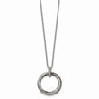 Stainless Steel Black/Clear CZ Antiqued Circle Necklace