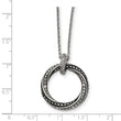 Stainless Steel Black/Clear CZ Antiqued Circle Necklace