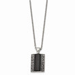 Stainless Steel Black Onyx Antiqued Rectangular Necklace