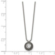 Stainless Steel CZ Antiqued Circle Necklace