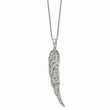 Stainless Steel Polished CZ Wing Pendant with 2in extension Necklace